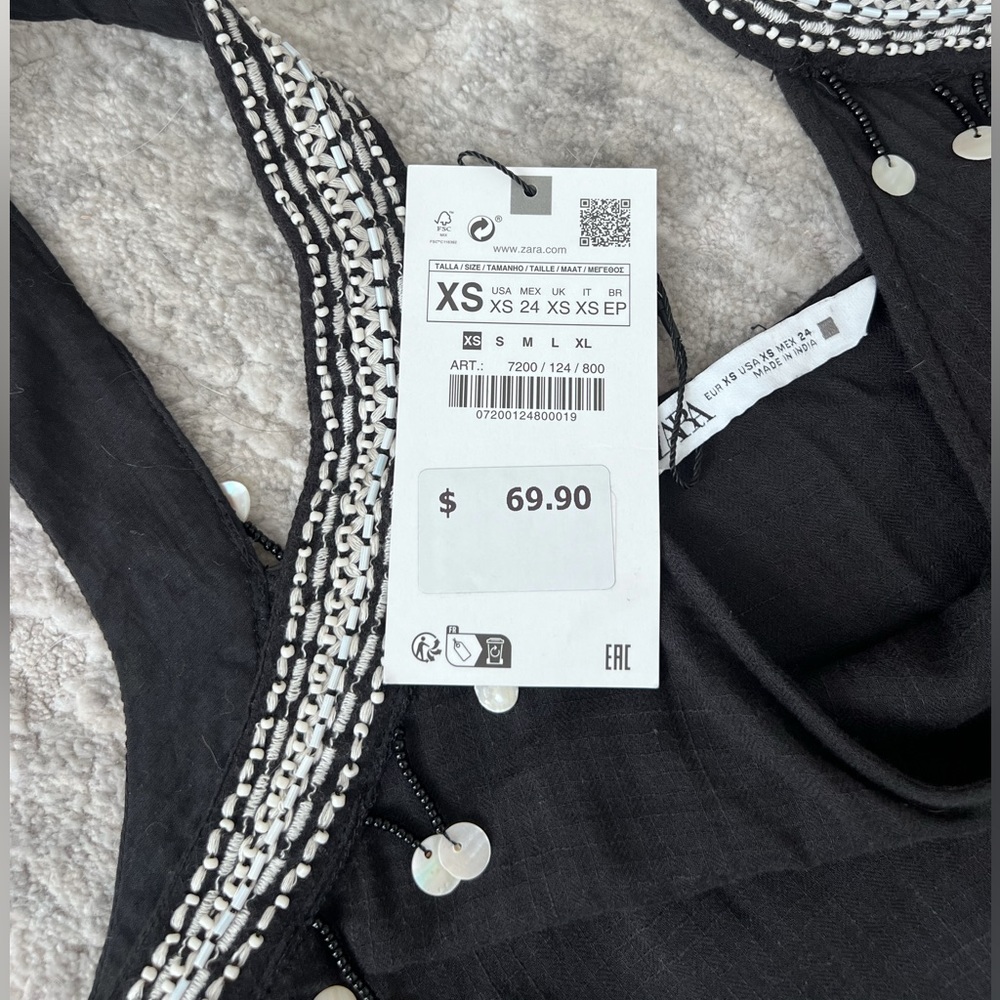 Zara Black Jewel Midi Dress Size XS - Picture 4 of 4